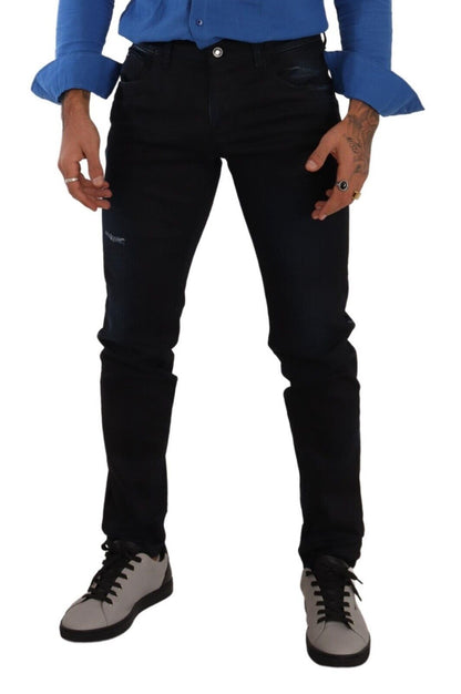 Dolce & Gabbana Elegant Slim Fit Dark Blue Denim Jeans - IT48 | M