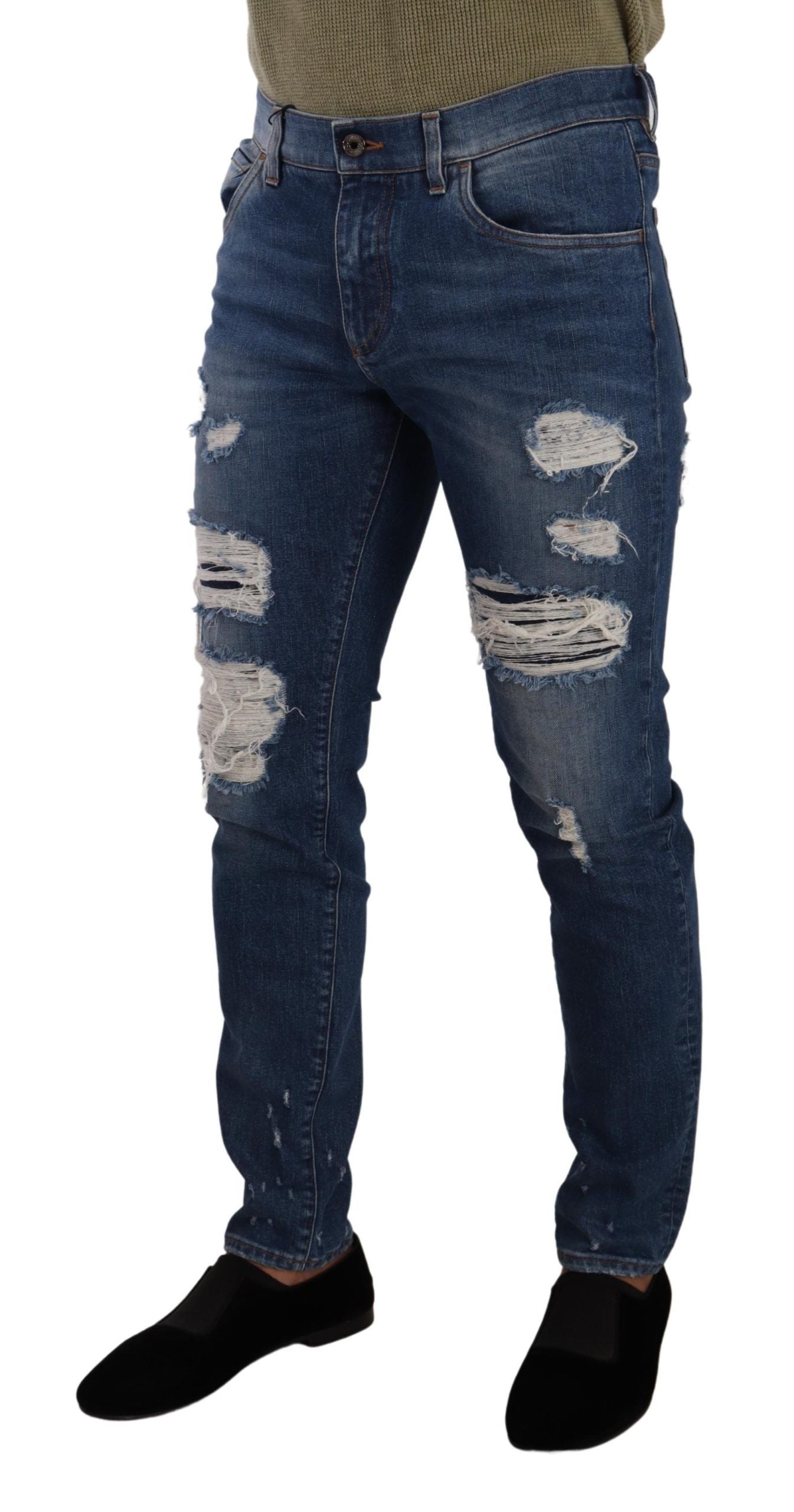 Dolce & Gabbana Elegant Distressed Slim Fit Denim Jeans - IT48 | M