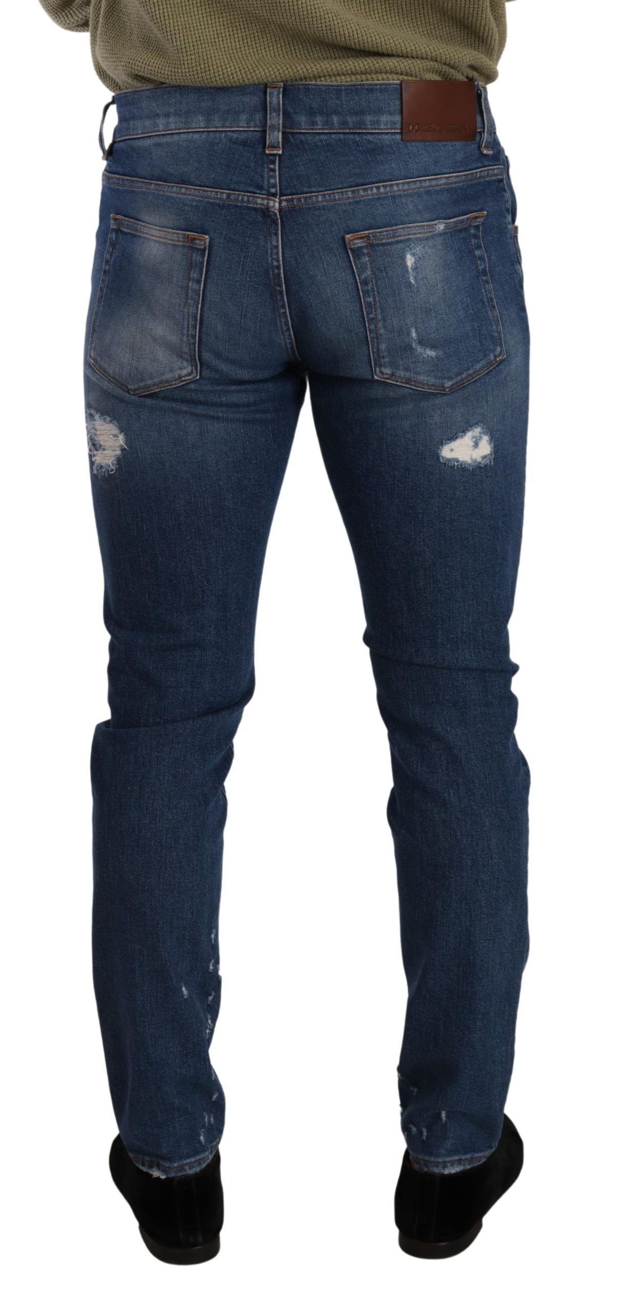 Dolce & Gabbana Elegant Distressed Slim Fit Denim Jeans - IT48 | M