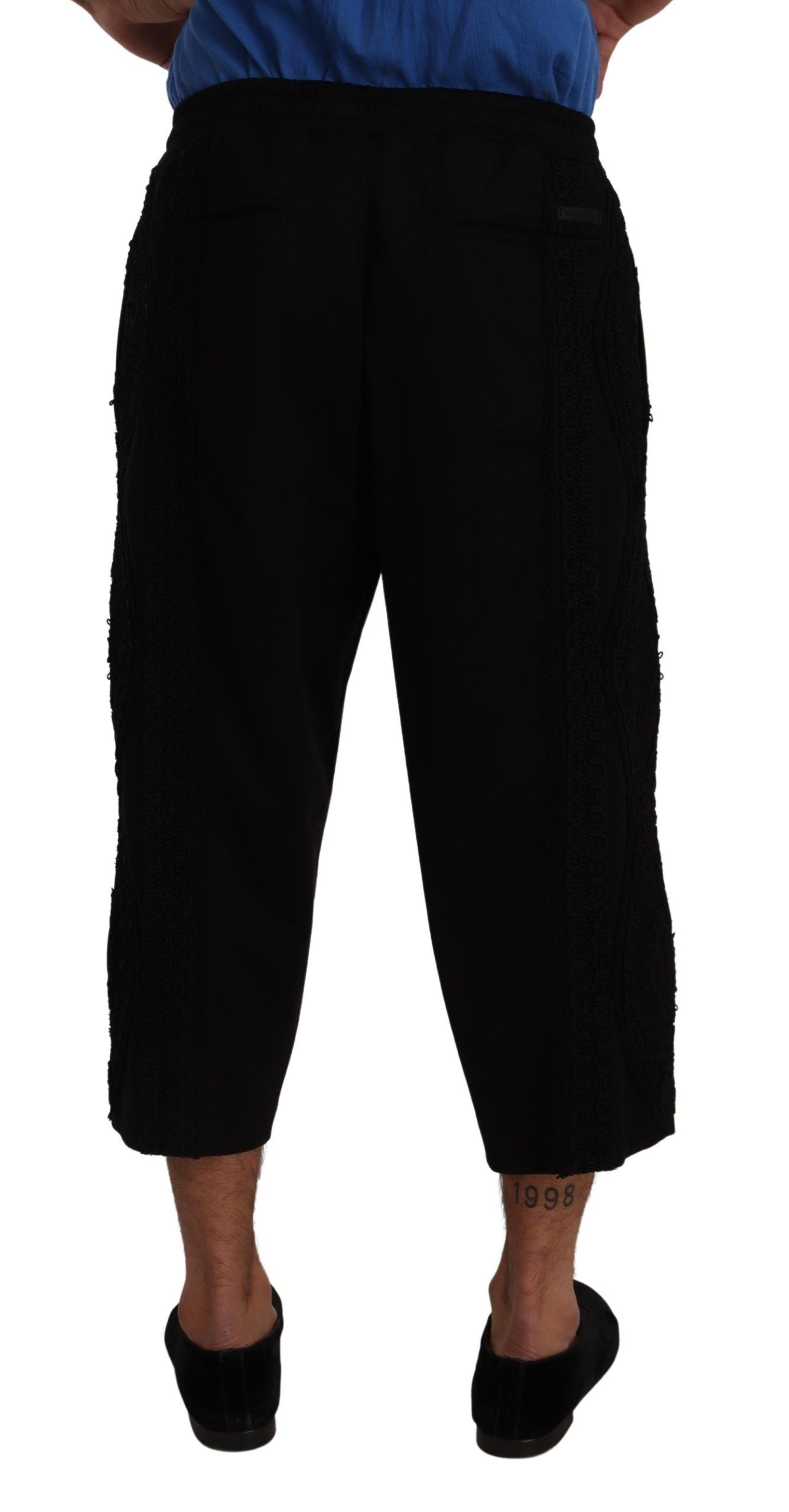 Dolce & Gabbana Elegant Black Cropped Torero Pants - IT52 | XL