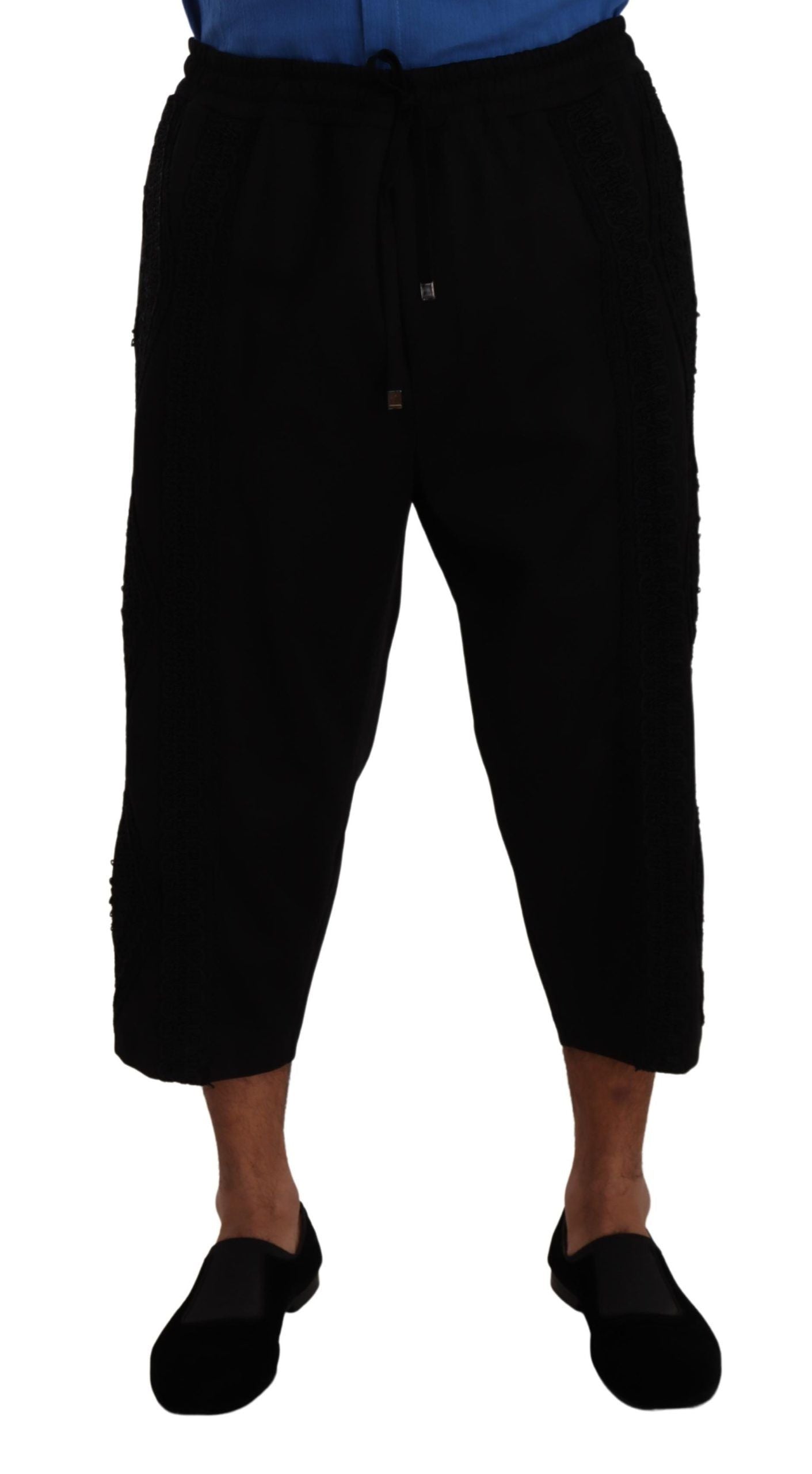 Dolce & Gabbana Elegant Black Cropped Torero Pants - IT52 | XL