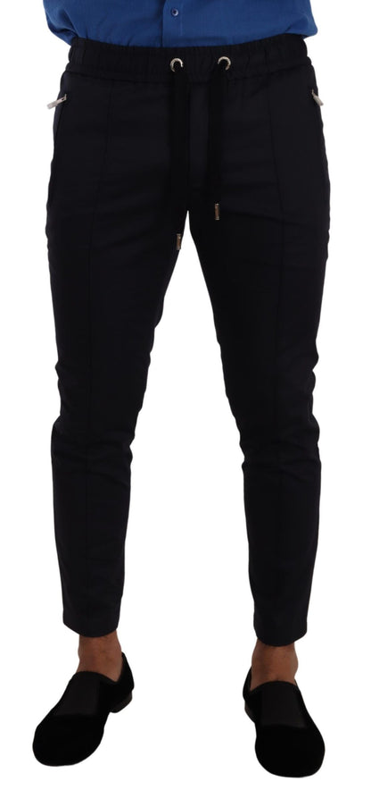 Dolce & Gabbana Elegant Dark Blue Skinny Jogging Pants - IT44 | XS