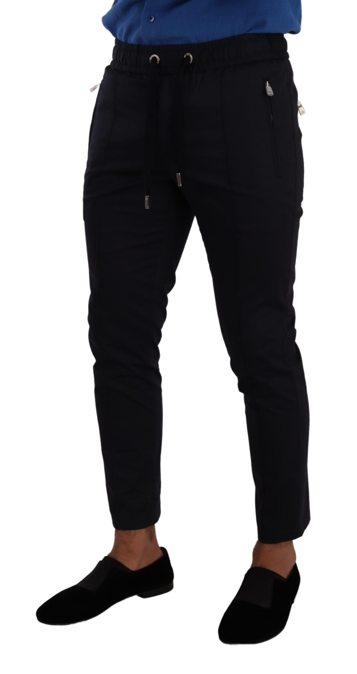 Dolce & Gabbana Elegant Dark Blue Skinny Jogging Pants - IT44 | XS