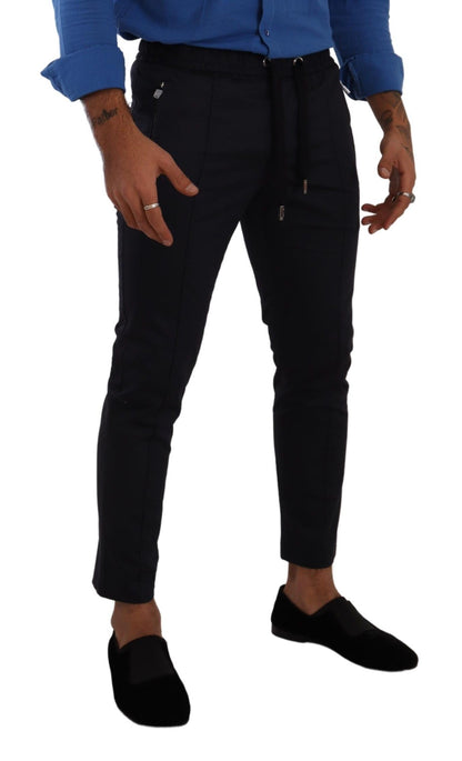 Dolce & Gabbana Elegant Dark Blue Skinny Jogging Pants - IT44 | XS