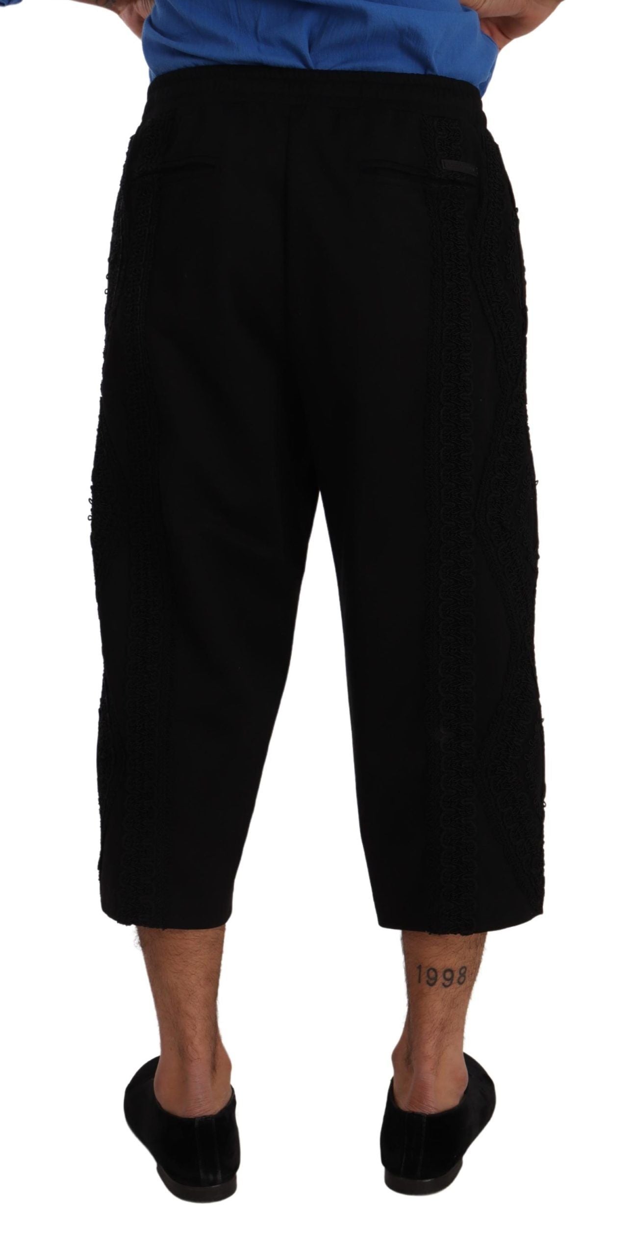 Dolce & Gabbana Elegant Black Cotton Blend Cropped Pants - IT50 | L