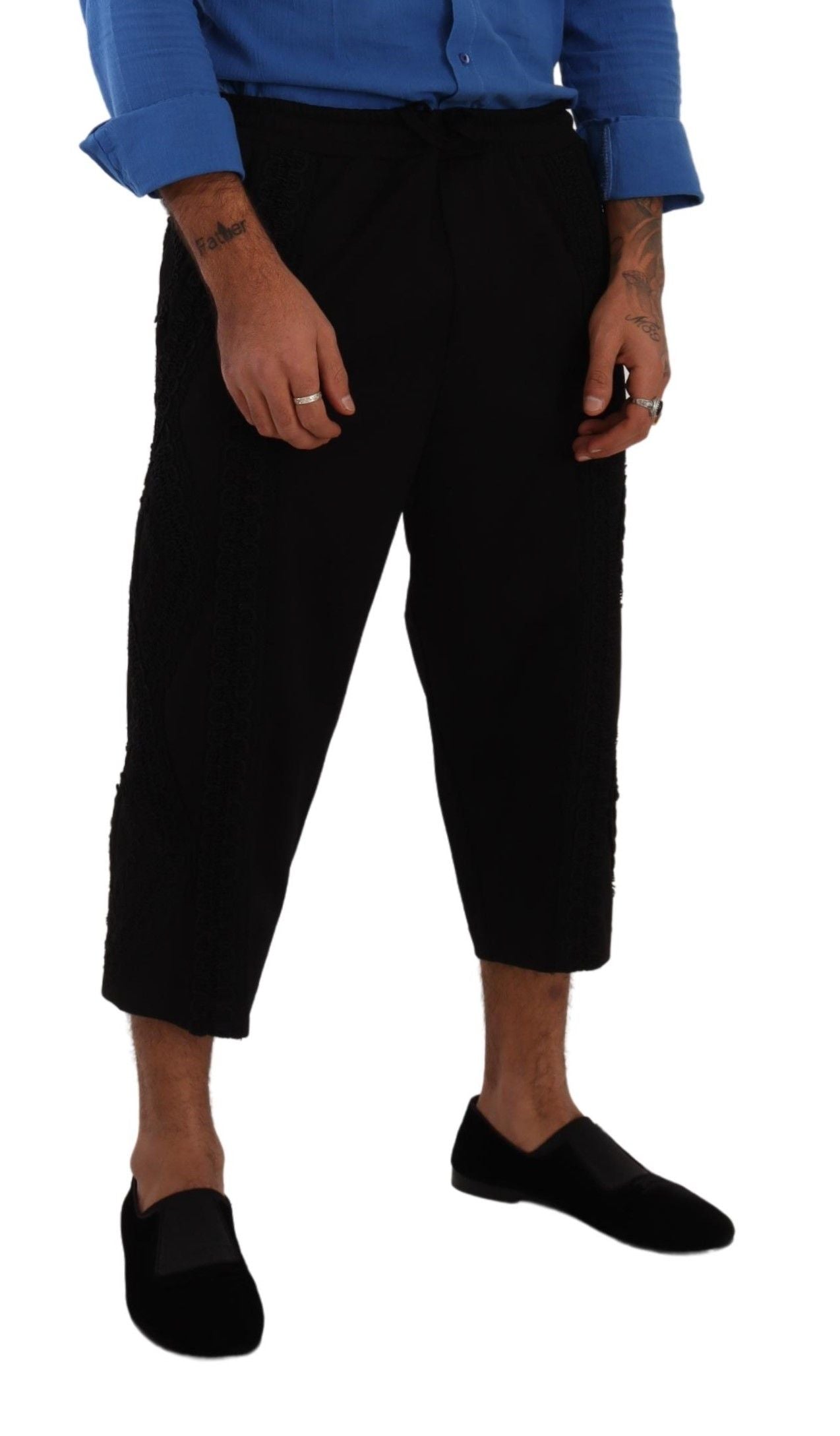 Dolce & Gabbana Elegant Black Cotton Blend Cropped Pants - IT50 | L