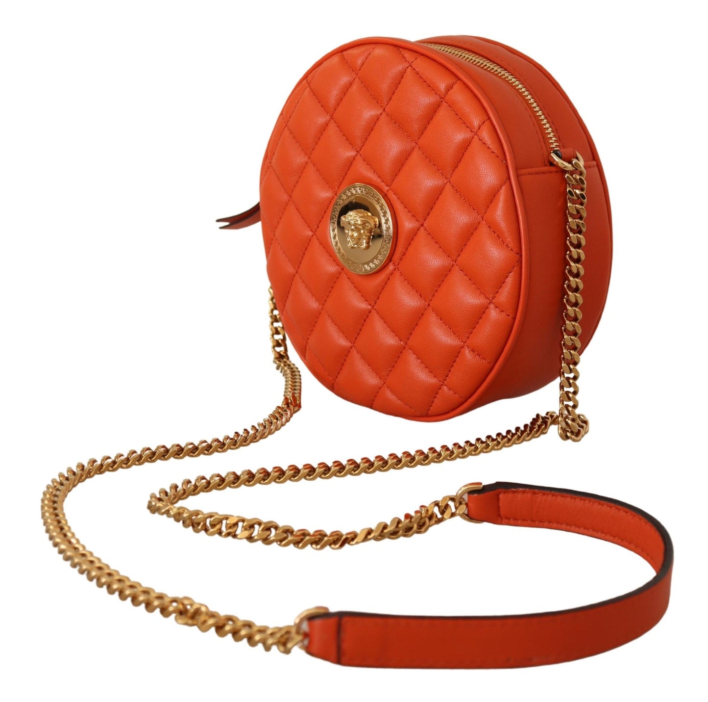 Versace Elegant Round Nappa Leather Crossbody Bag