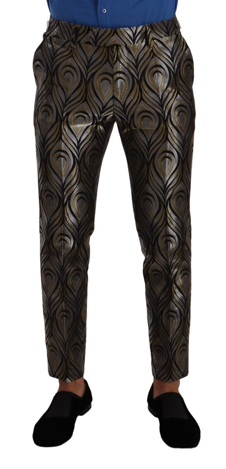 Dolce & Gabbana Elegant Slim Fit Metallic Dress Trousers - IT48 | M