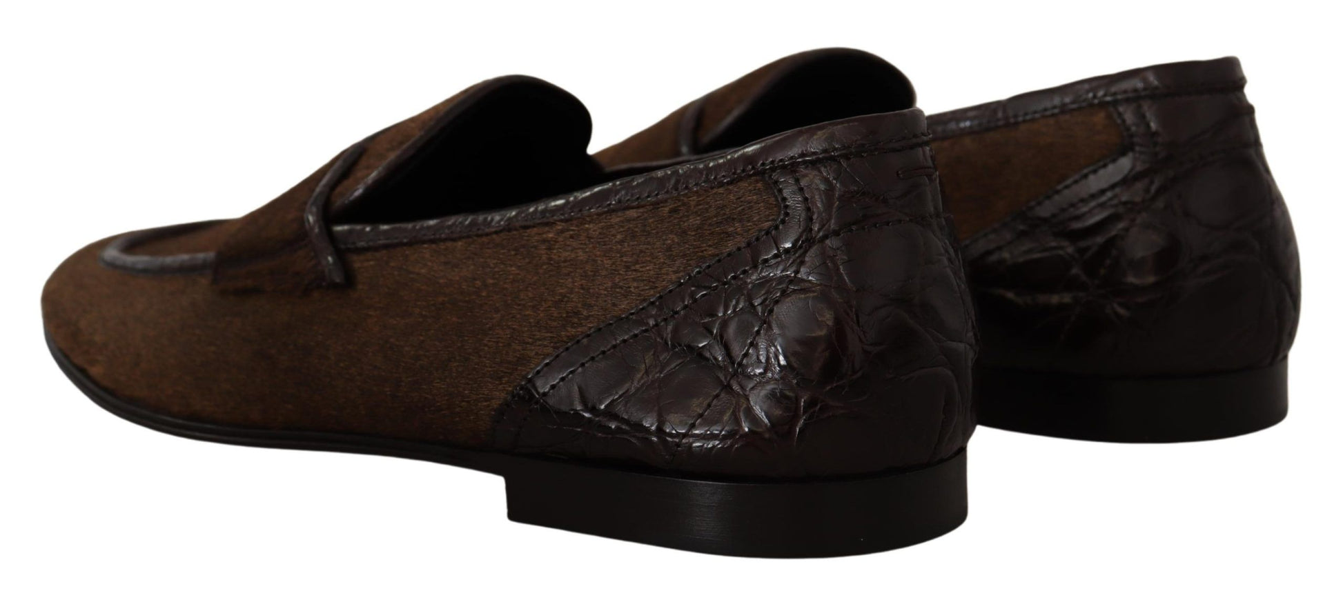 Dolce & Gabbana Elegant Brown Caiman Leather Loafers - EU40/US7