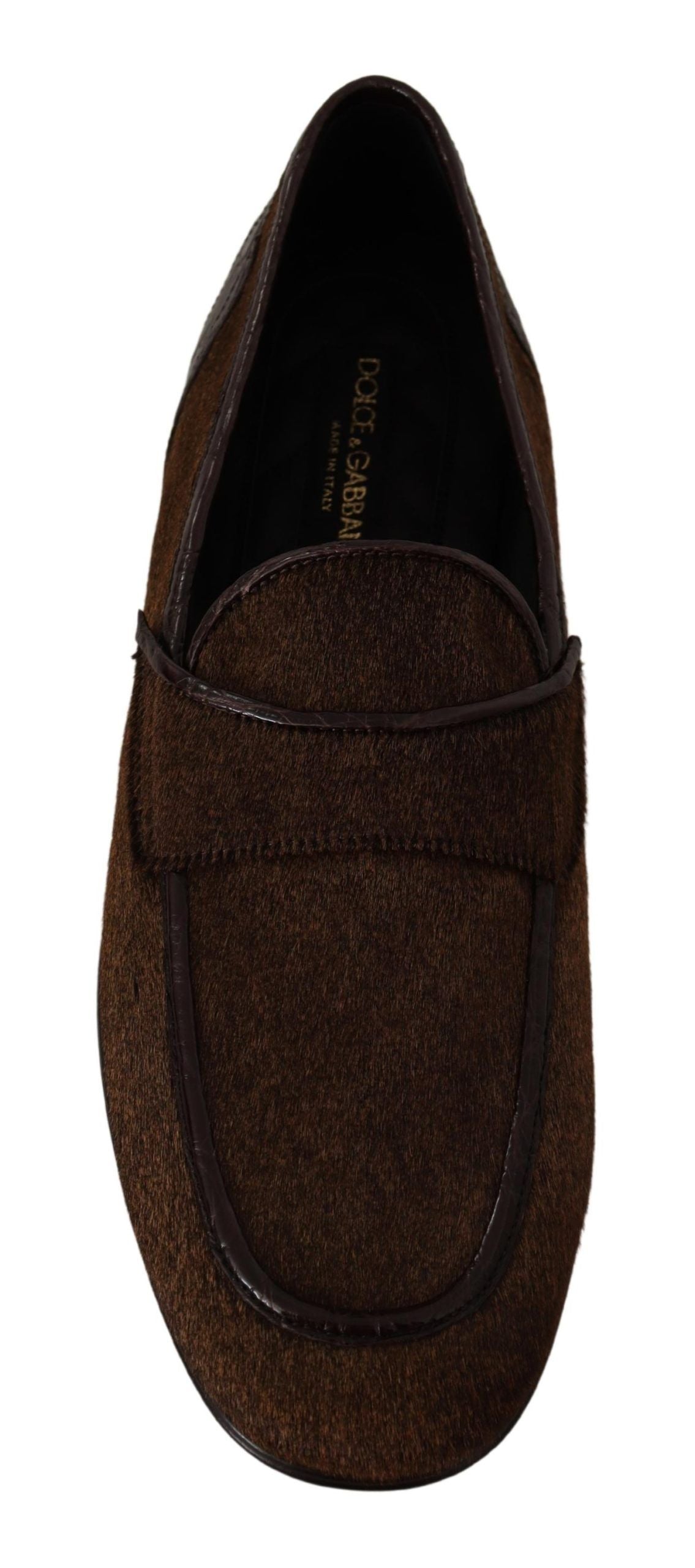 Dolce & Gabbana Elegant Brown Caiman Leather Loafers - EU40/US7