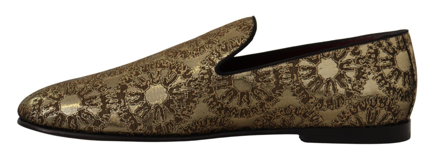 Dolce & Gabbana Gold Tone Loafers Slides Dress Shoes - EU43/US10