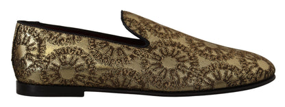 Dolce & Gabbana Gold Tone Loafers Slides Dress Shoes - EU43/US10