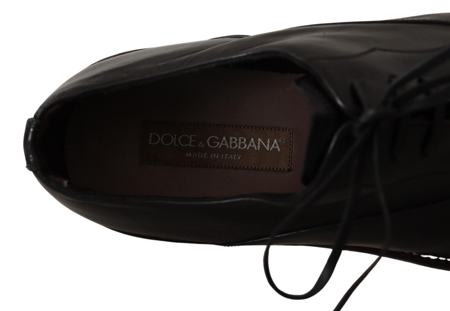 Dolce & Gabbana Elegant Black Leather Derby Formal Shoes - EU44.5/US11.5