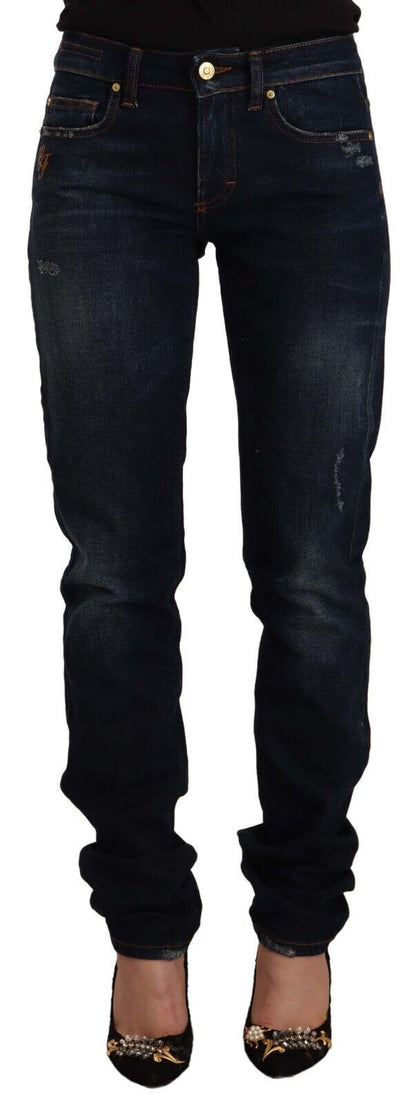 GF Ferre Chic Mid-Waist Skinny Jeans in Dark Blue Wash - IT44|L