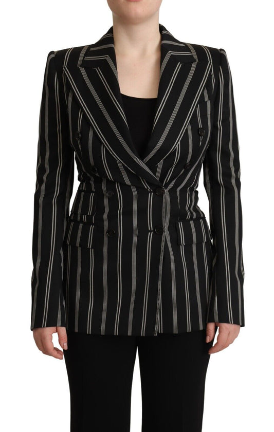 Dolce & Gabbana Elegant Striped Wool Stretch Jacket - IT40|S