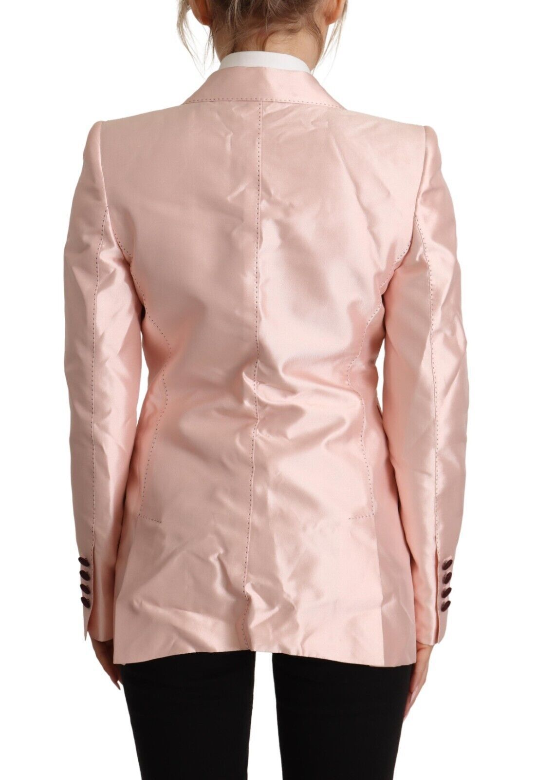 Dolce & Gabbana Elegant Pink Silk Blazer Jacket - IT36 | XS