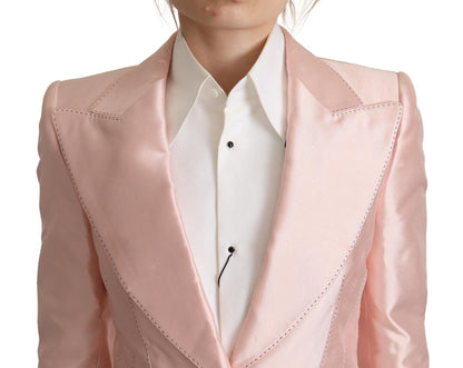 Dolce & Gabbana Elegant Pink Silk Blazer Jacket - IT36 | XS