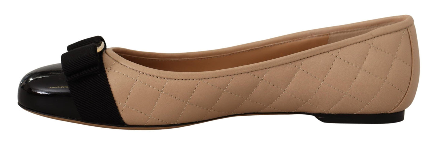 Salvatore Ferragamo Elegant Quilted Leather Flats - Chic Dual-Tone Design