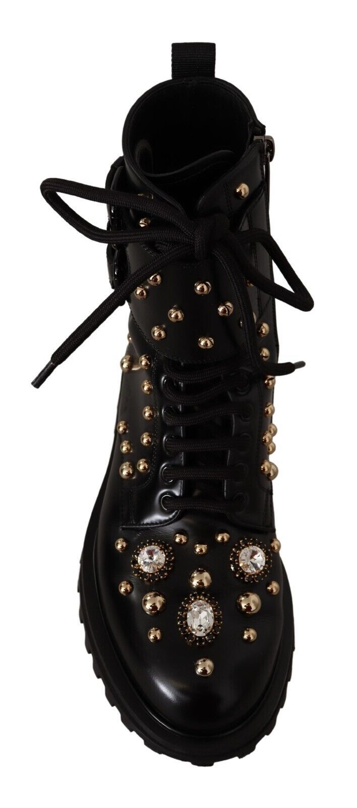 Dolce & Gabbana Black Crystal-Studded Formal Boots - EU41/US8