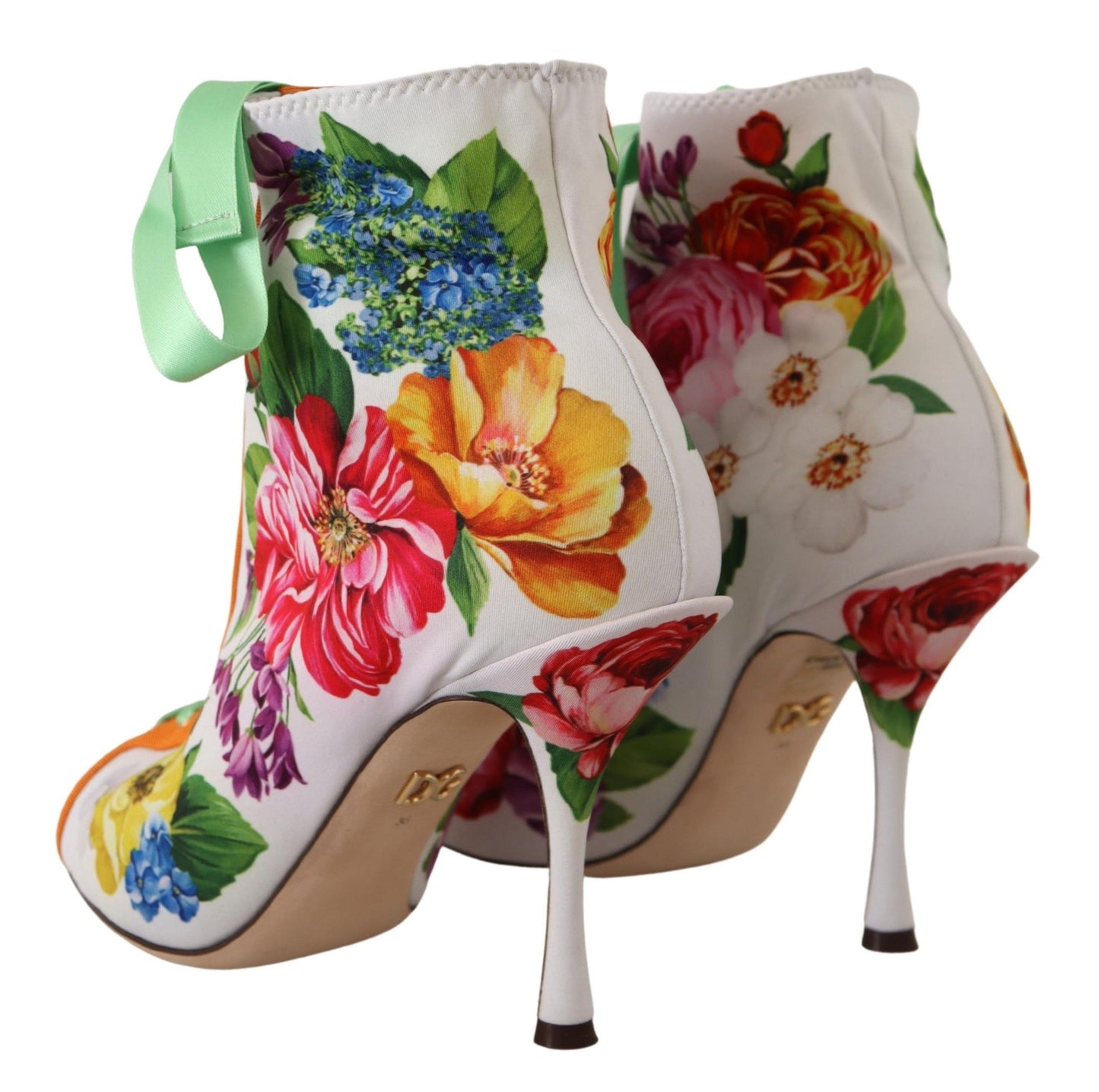 Dolce & Gabbana Floral Open Toe Jersey Heels