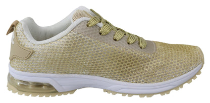 Plein Sport Exquisite Gold Polyester Sport Sneakers - EU40/US10