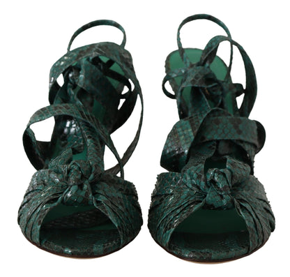 Dolce & Gabbana Elegant Green Python Strappy Heels