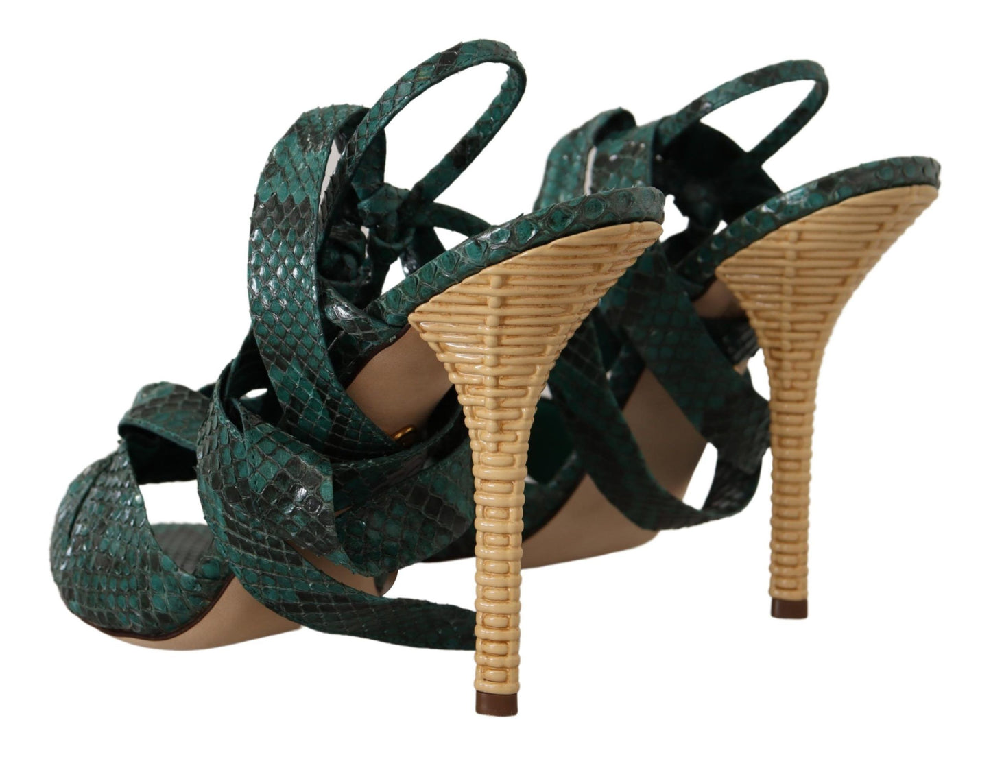 Dolce & Gabbana Elegant Green Python Strappy Heels