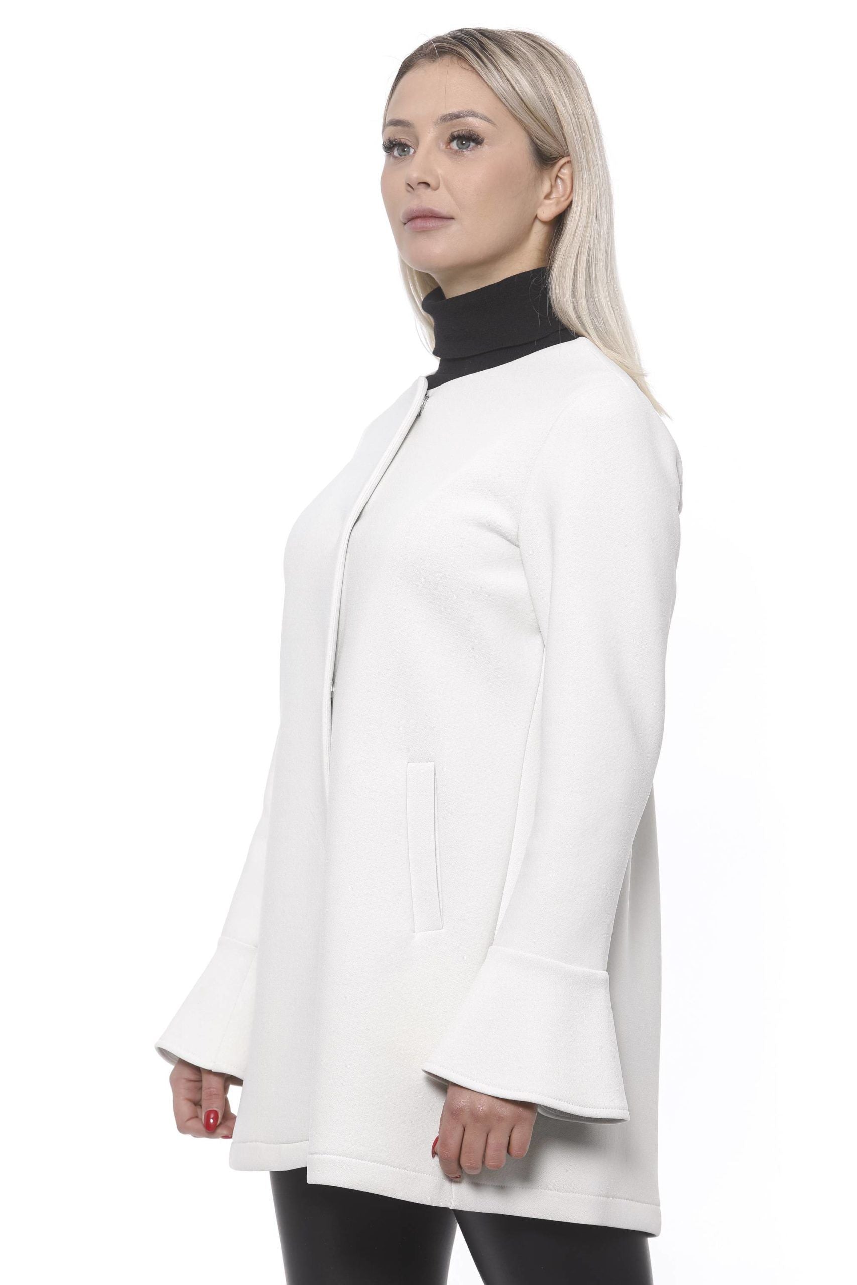 19V69 Italia Elegant White Neoprene Woman Coat - M