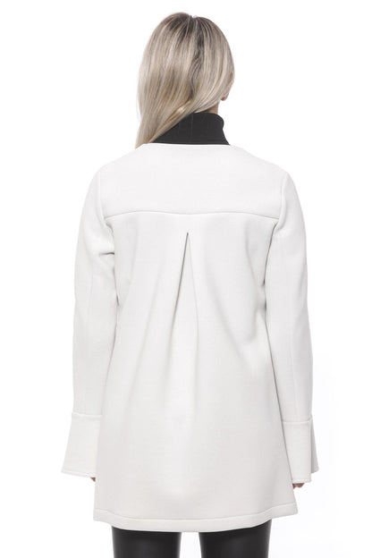 19V69 Italia Elegant White Neoprene Woman Coat - M