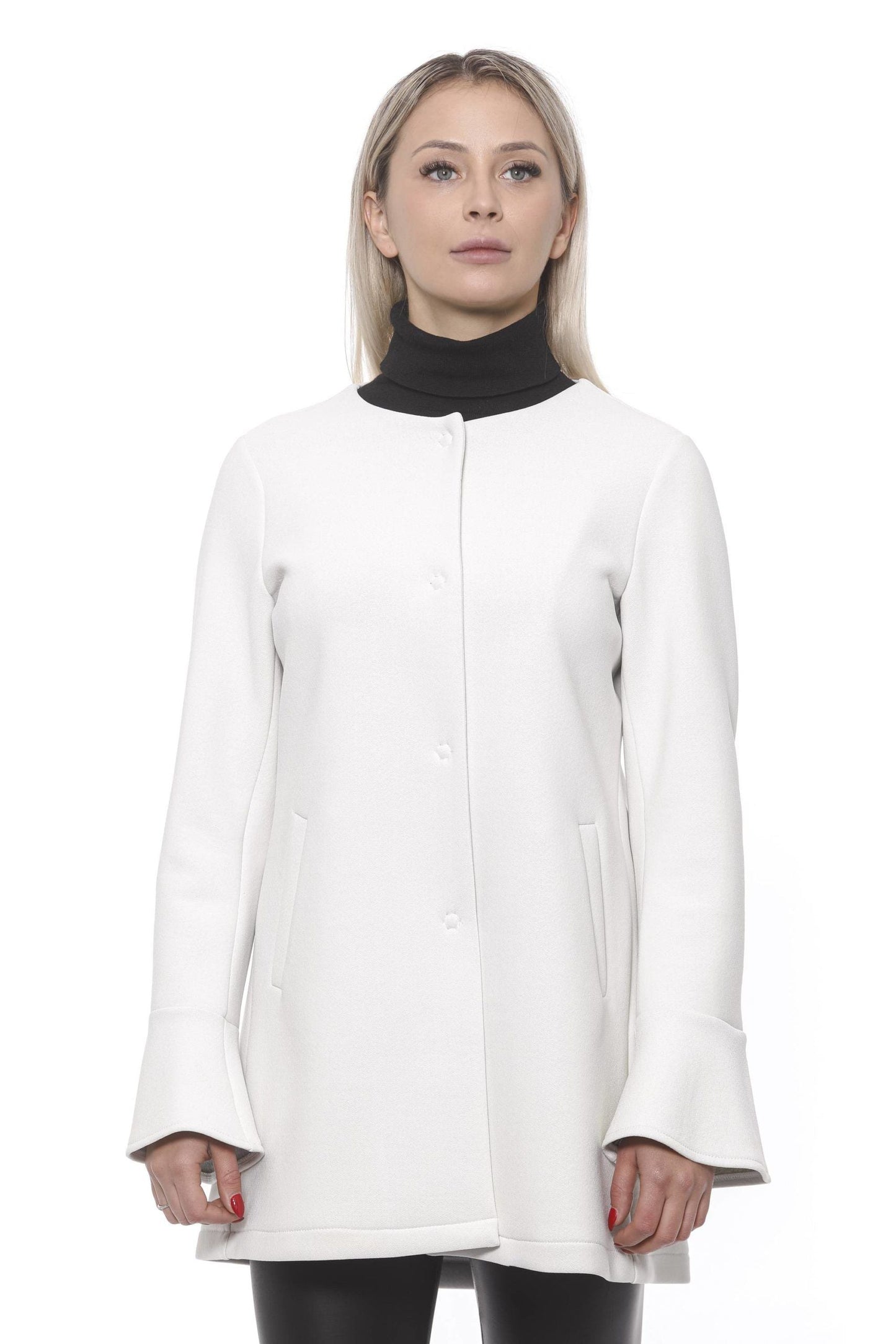 19V69 Italia Elegant White Neoprene Woman Coat - M