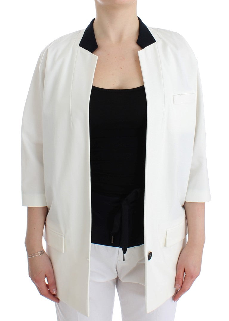 Andrea Pompilio Chic White Cotton Blend Blazer