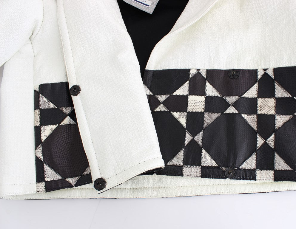 Andrea Pompilio Exclusive Black & White Leather Jacket - IT40|S