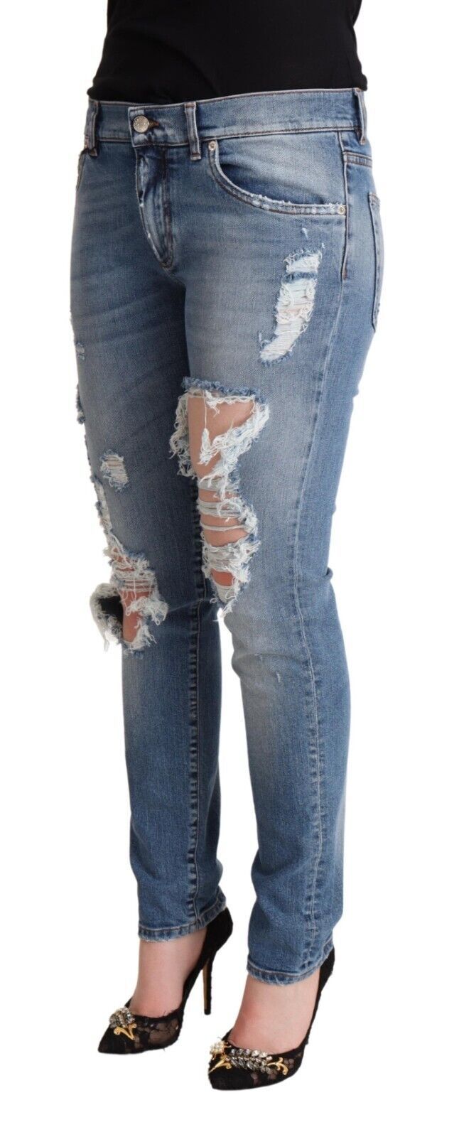 Dolce & Gabbana Chic Distressed Denim Skinny Jeans - IT40|S