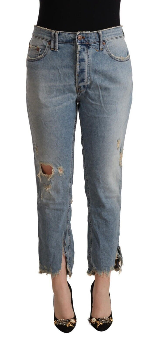 CYCLE Chic Distressed Mid Waist Cropped Denim - W34