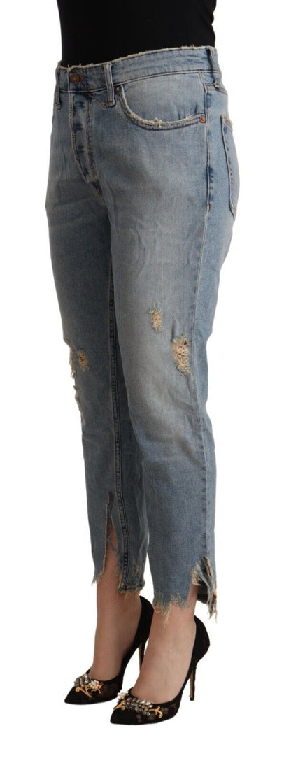 CYCLE Chic Distressed Mid Waist Cropped Denim - W34