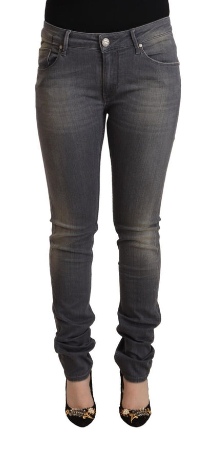 Acht Elegant Dark Gray Skinny Jeans - Low Waist Zip Closure - W34