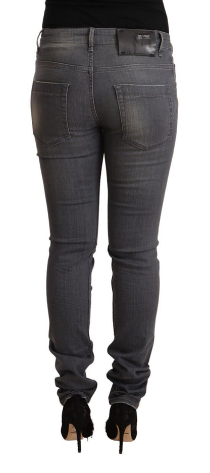 Acht Elegant Dark Gray Skinny Jeans - Low Waist Zip Closure - W34