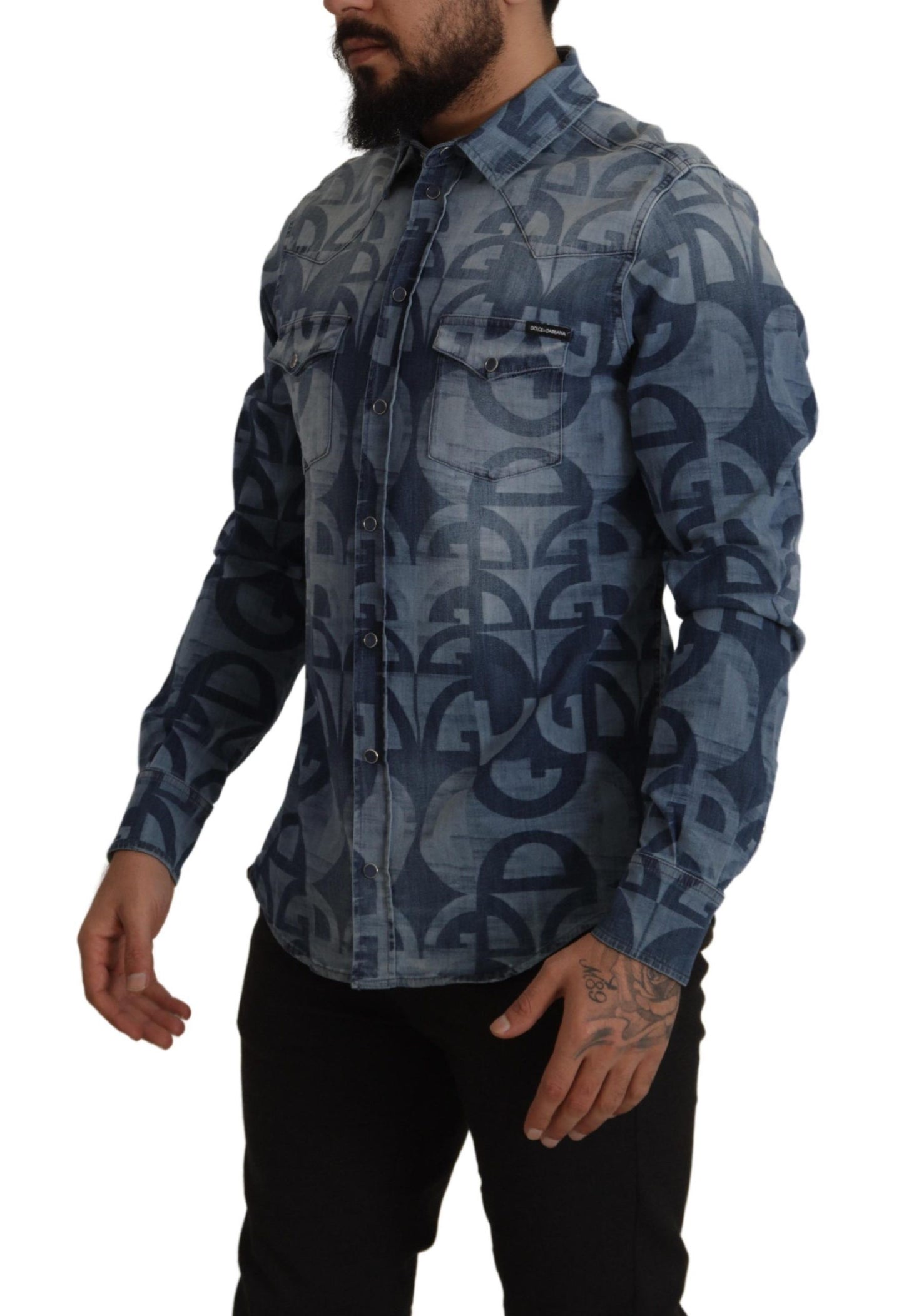 Dolce & Gabbana Elegant Slim Fit Casual Blue Men’s Shirt - IT39 | S