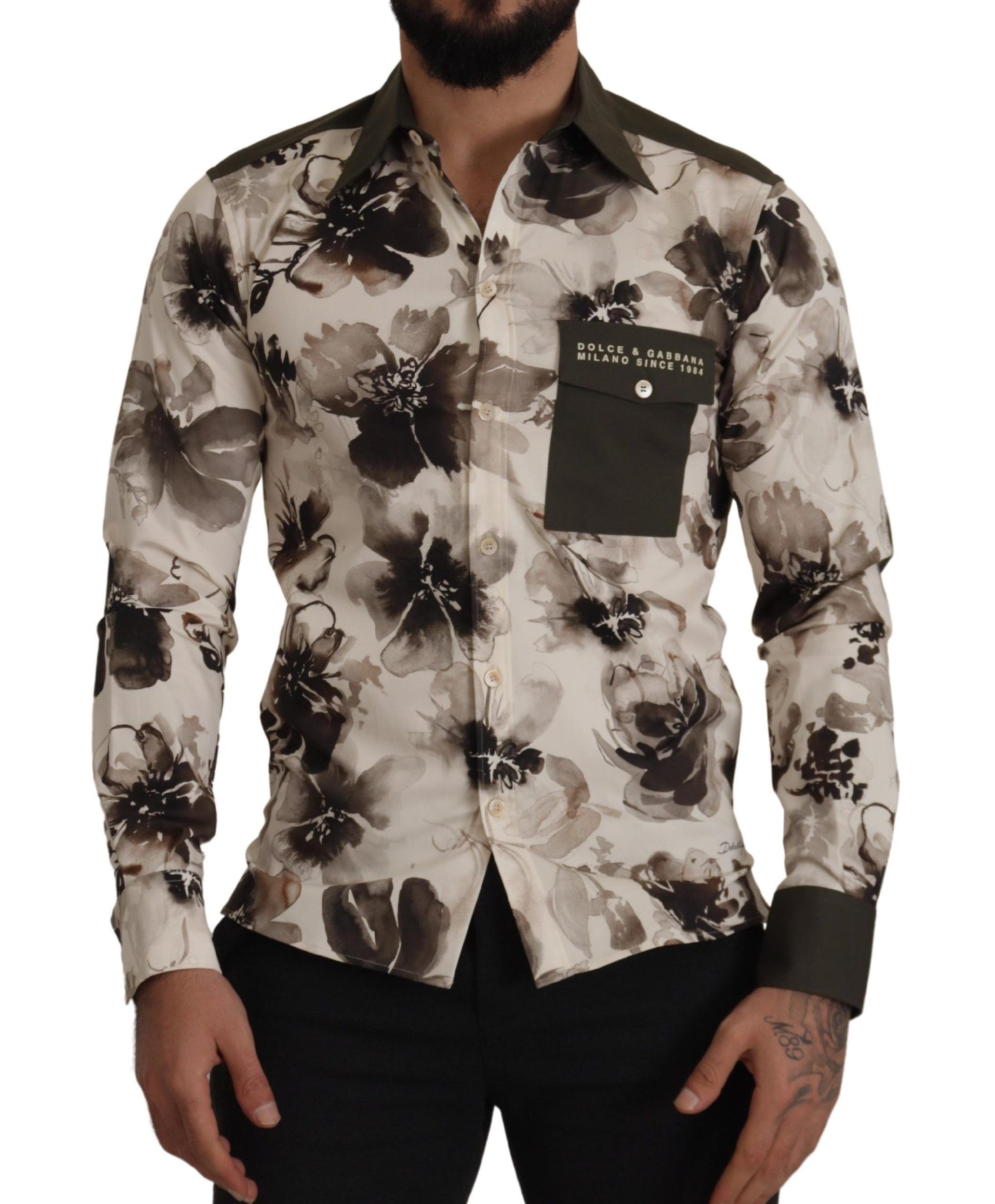 Dolce & Gabbana Floral Print Casual Cotton Shirt - IT38 | XS