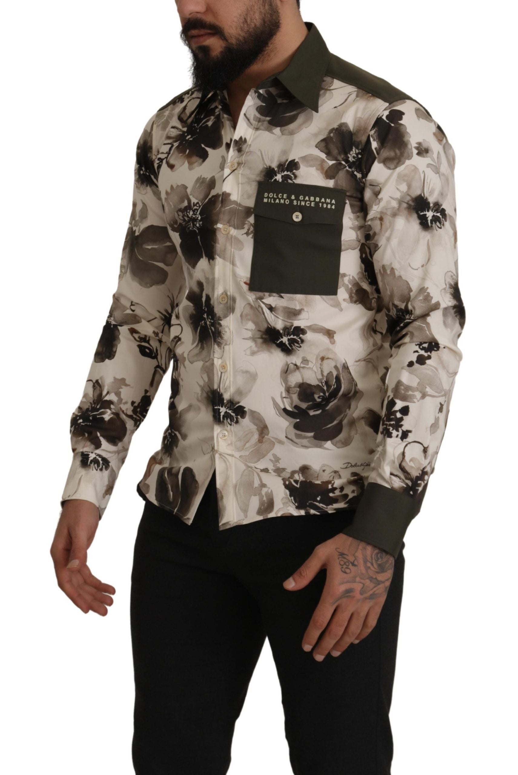 Dolce & Gabbana Floral Print Casual Cotton Shirt - IT38 | XS