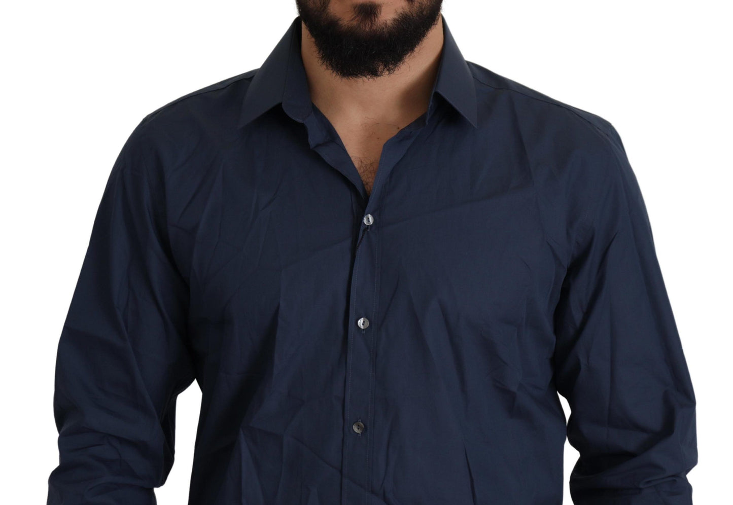 Dolce & Gabbana Elegant Slim Fit Blue Martini Dress Shirt - IT39 | S