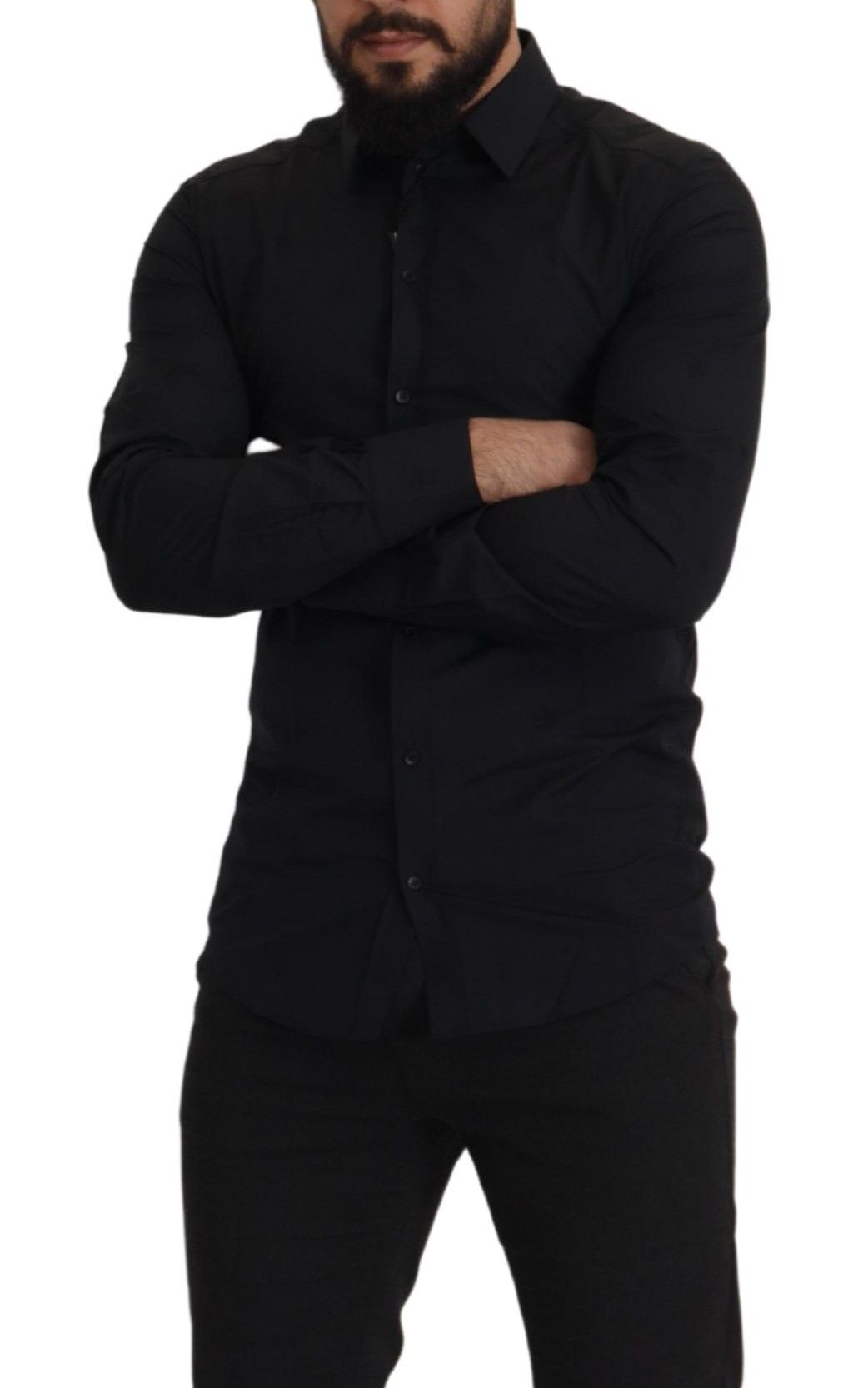 Dolce & Gabbana Elegant Slim Fit Black Cotton Dress Shirt