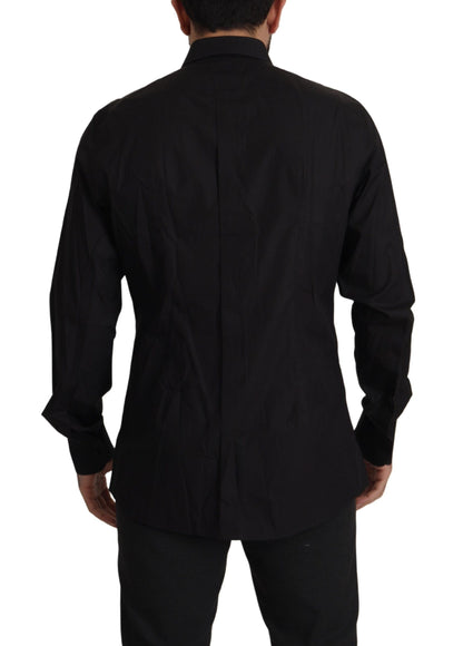 Dolce & Gabbana Sleek Black Tuxedo Dress Shirt - Slim Fit - IT37 | XS