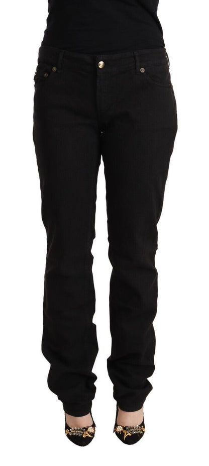 Just Cavalli Sleek Mid-Waist Slim Fit Black Jeans - IT36|XXS