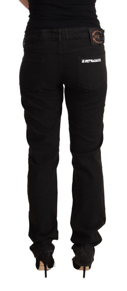 Just Cavalli Sleek Mid-Waist Slim Fit Black Jeans - IT36|XXS