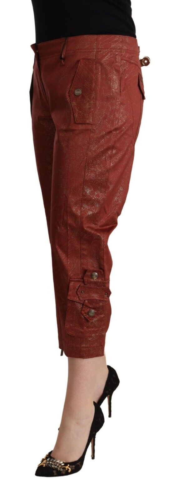 Just Cavalli Chic Brown Cropped Cotton Pants