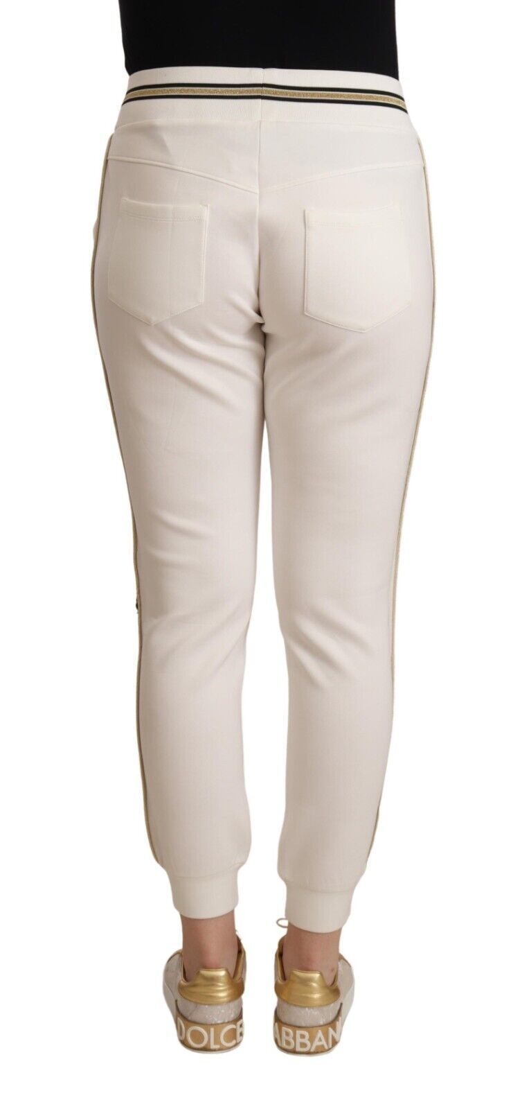 Patrizia Pepe Chic White Mid Waist Jogger Pants - IT1 | XS