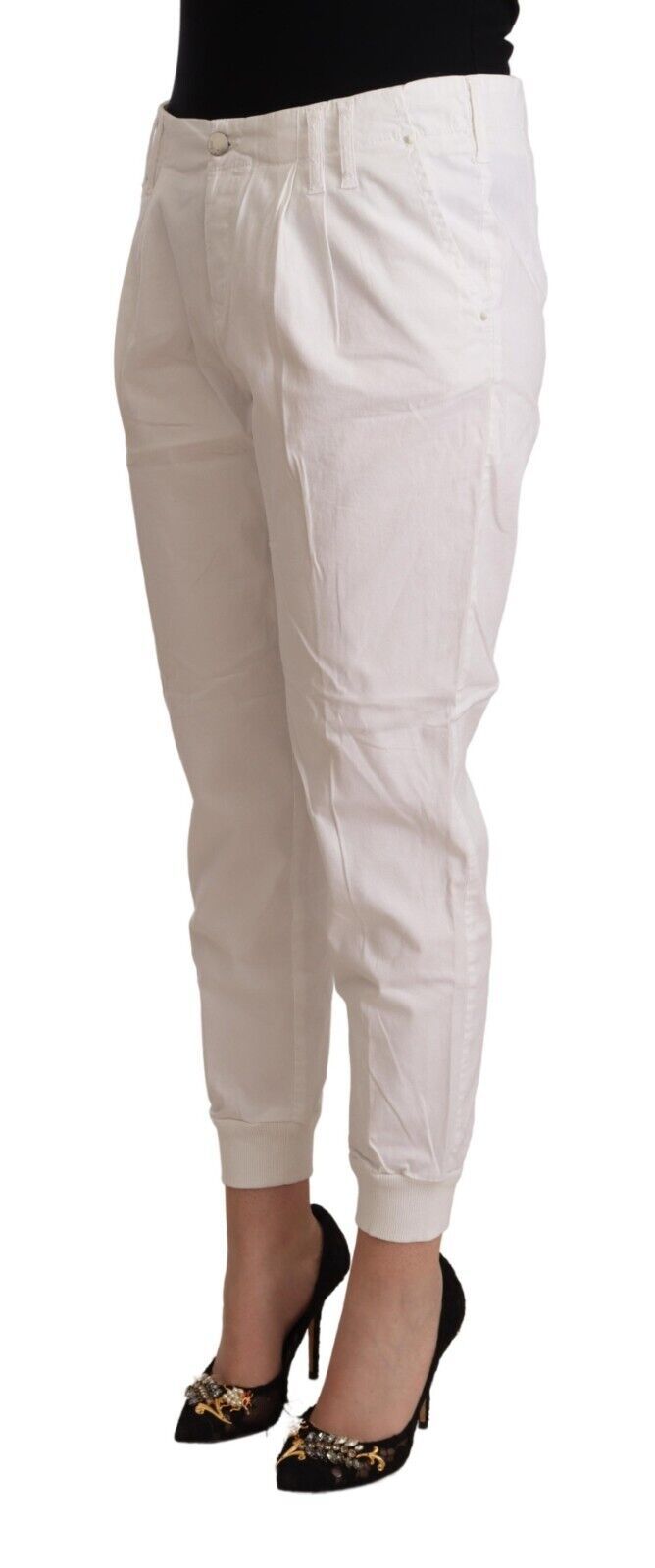 Met Chic White Tapered Cropped Pants - W30