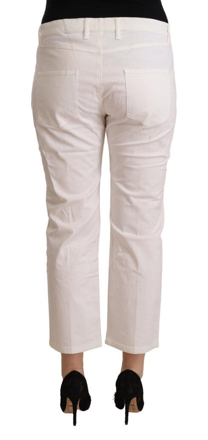 L’Autre Chose Chic White Mid Waist Skinny Cropped Jeans - IT44|L