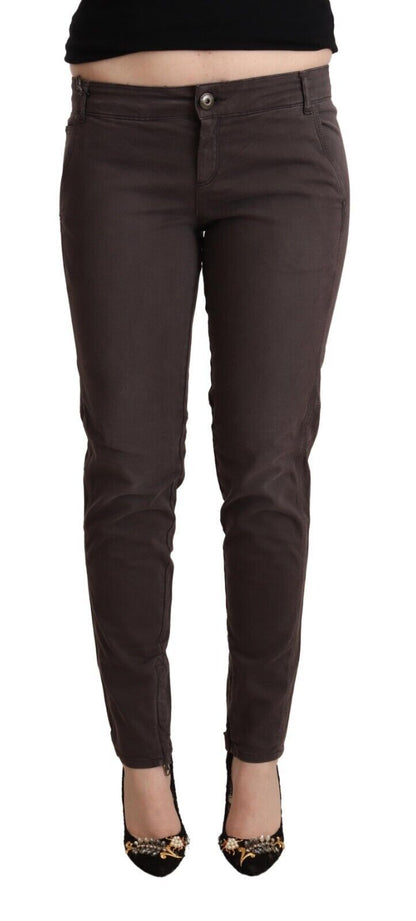 Ermanno Scervino Chic Brown Low Waist Skinny Pants - W29